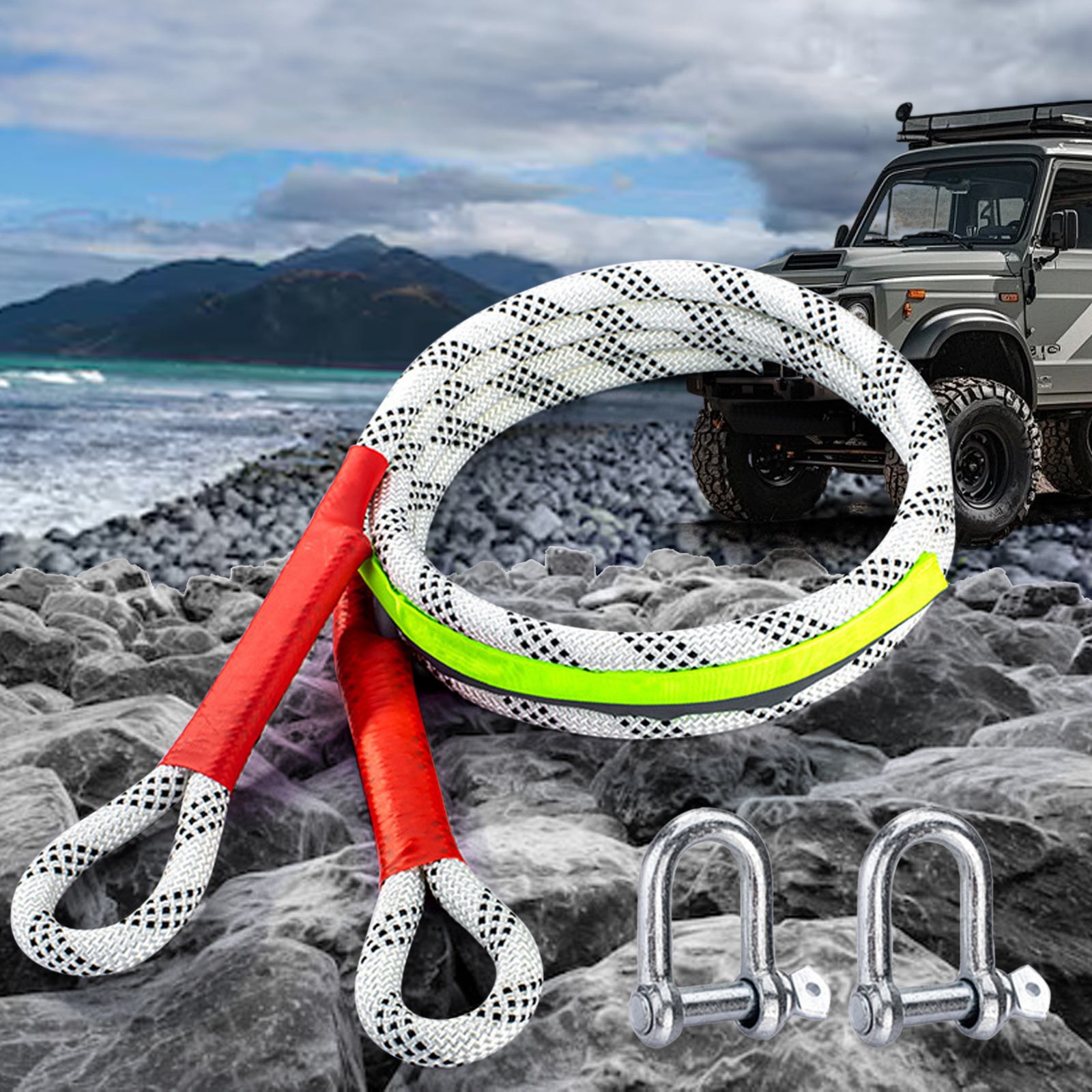 HEROOY Car Tow Rope Towing Straps Emergency Tow Rope Tow Cable Rv Accessories For Outside Tow Strap Kit Winch Rope Towing Strap With Hooks Marine Tow Strap Car Ro 118 Inch